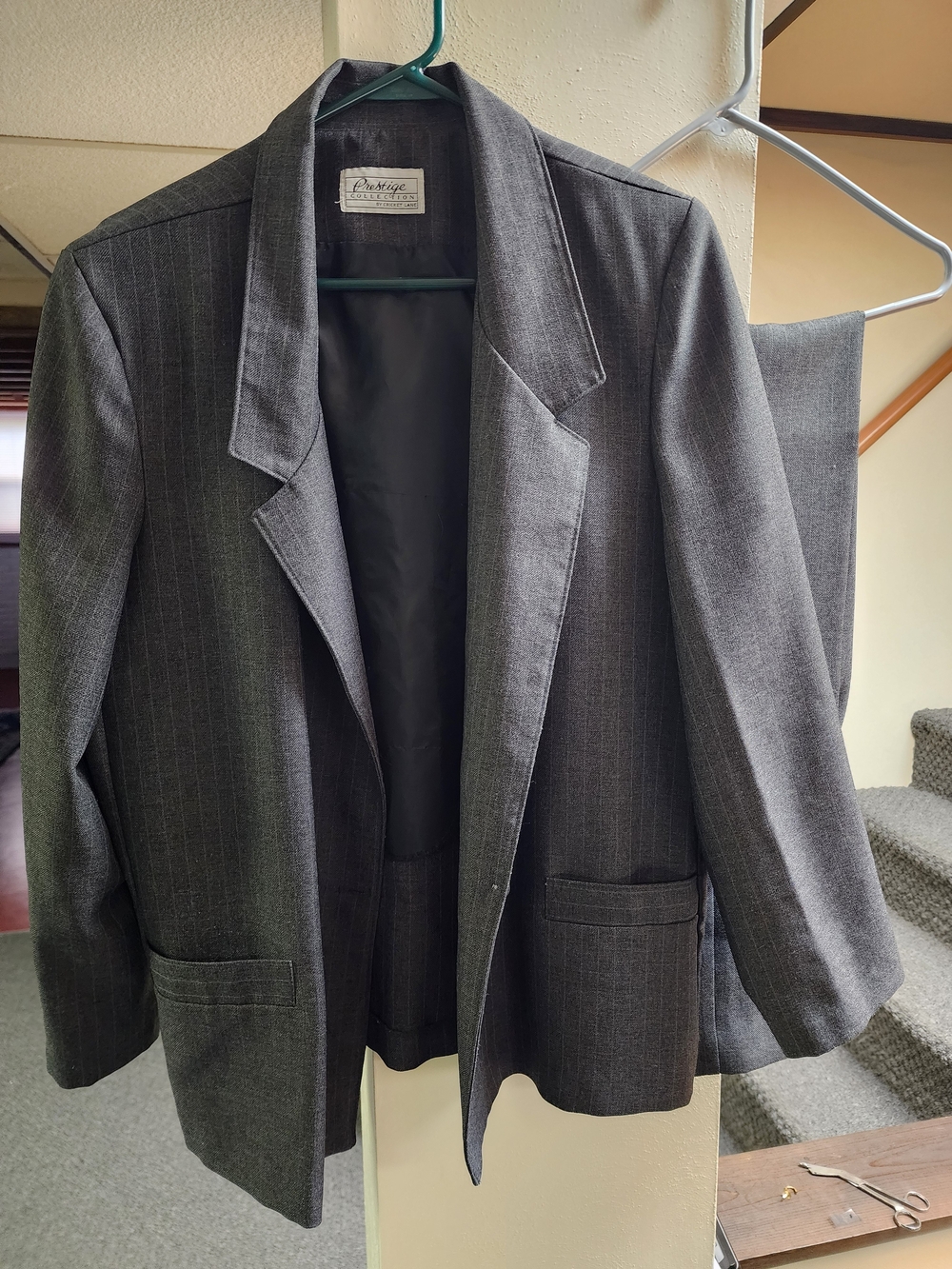 Prestige Womens 80's Pinstripe Pantsuit 2pc Sz L